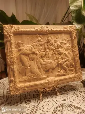 Dekoracyjny panel„Pokłon Pasterzy–Betlejemska Noc”Relief, płaskorzeźba - WARSZAWIAK.EU