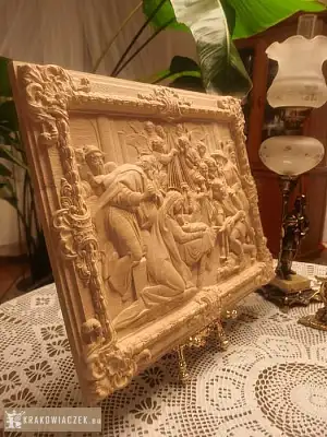 Dekoracyjny panel„Pokłon Pasterzy–Betlejemska Noc”Relief, płaskorzeźba - Zdjęcie 4 - WARSZAWIAK.EU