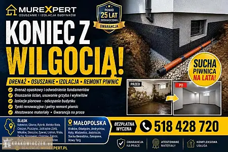 Drenaż fundamentów, osuszanie, izolacja, remonty piwnic Śląsk / Małopolska - DEALLO.PL