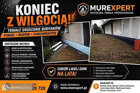 Osuszanie budynków, izolacja fundamentów, iniekcja krystaliczna, podcinanie ścian Małopolska/ Śląsk - DEALLO.PL
