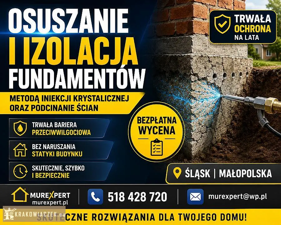 Osuszanie budynków, izolacja fundamentów, iniekcja krystaliczna, podcinanie ścian Małopolska/ Śląsk - Zdjęcie 3 - DEALLO.PL