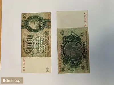 [eLicytacje] I licytacja - 33 sztuki banknotów o nominale 50 przedwojennych marek niemieckich - DEALLO.PL