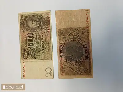 [eLicytacje] I licytacja - 205 sztuk banknotów o nominale 20 przedwojennych marek niemieckich - DEALLO.PL