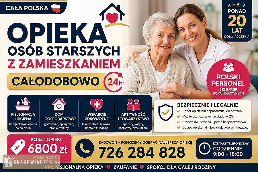Opieka osób starszych z zamieszkaniem - 24 godziny - Zdjęcie 1 - DEALLO.PL