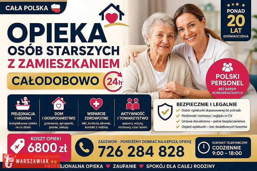 Całodobowa opieka z zamieszkaniem dla seniora - sprawdzona firma - Zdjęcie 2 - WARSZAWIAK.EU