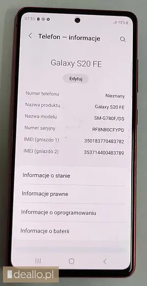 [eLicytacje] I licytacja - telefon SAMSUNG S20 FE - WARSZAWIAK.EU