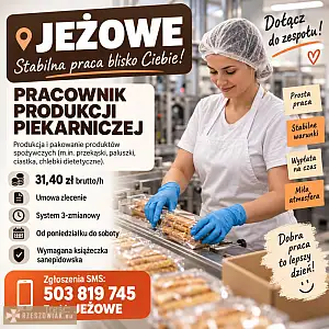 Pracownik produkcji piekarniczej Jeżowe - DEALLO.PL