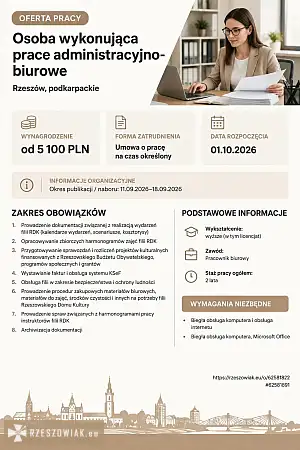[ePraca] osoba wykonująca prace administracyjno biurowe - RZESZOWIAK.EU