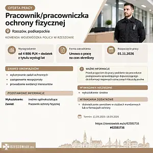 [ePraca] Pracownik/pracowniczka ochrony fizycznej - RZESZOWIAK.EU