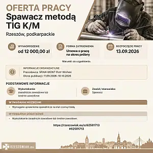 [ePraca] Spawacz  metodą TIG  K/M - RZESZOWIAK.EU