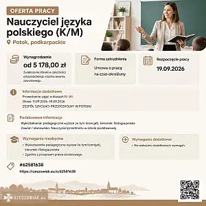 [ePraca] Nauczyciel języka polskiego (K/M) - RZESZOWIAK.EU