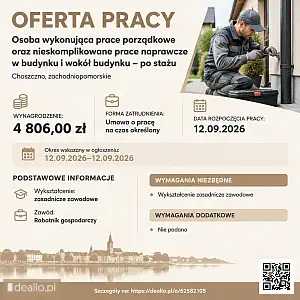 [ePraca] Osoba wykonująca prace porządkowe oraz nieskomplikowane prace naprawcze w budynku i wokół b - DEALLO.PL