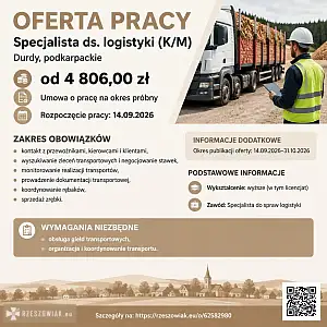 [ePraca] Specjalista ds. logistyki (K/M) - RZESZOWIAK.EU