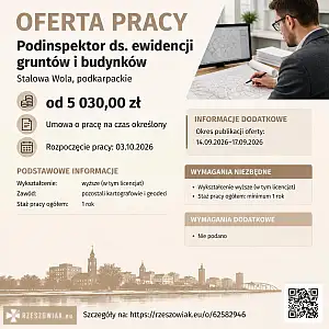 [ePraca] Podinspektor ds. ewidencji gruntów i budynków - RZESZOWIAK.EU