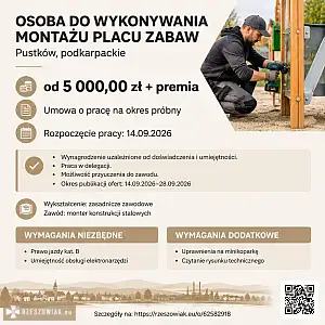 [epraca] osoba do wykonywania montażu placu zabaw - RZESZOWIAK.EU