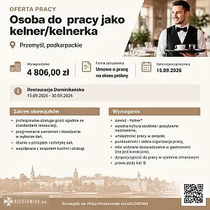 [ePraca] osoba do  pracy jako kelner/kelnerka - RZESZOWIAK.EU