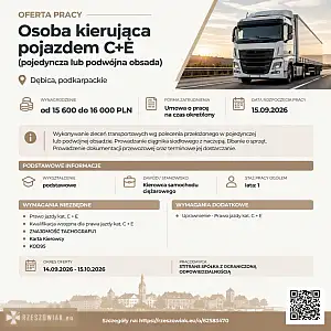 [ePraca] Osoba kierująca pojazdem C+E (pojedyncza lub podwójna obsada) - RZESZOWIAK.EU