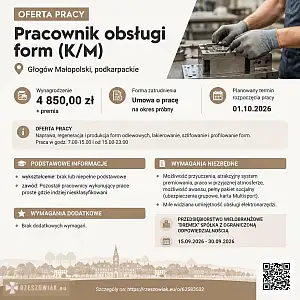 [ePraca] pracownik obsługi form (K/M) - RZESZOWIAK.EU