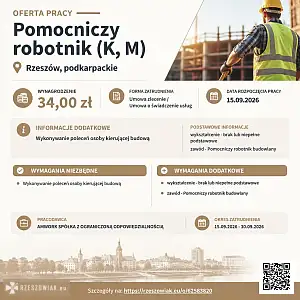 [ePraca] Pomocniczy robotnik (K, M) - RZESZOWIAK.EU