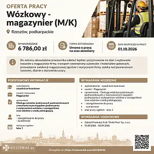 [ePraca] Wózkowy - magazynier (M/K) - RZESZOWIAK.EU