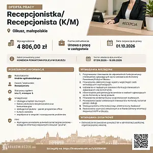 [ePraca] Recepcjonistka/Recepcjonista (K/M) - WARSZAWIAK.EU