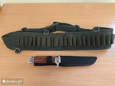 [eLicytacje] II licytacja - Nóż myśliwski Kandar z etui w zestawie z pasem myśliwskim na amunicję - POZNANIAK.NET