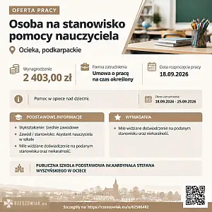 [ePraca] Osoba na stanowisko pomocy nauczyciela - RZESZOWIAK.EU