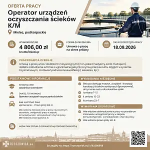 [ePraca] Operator urządzeń oczyszczania ścieków K/M - RZESZOWIAK.EU
