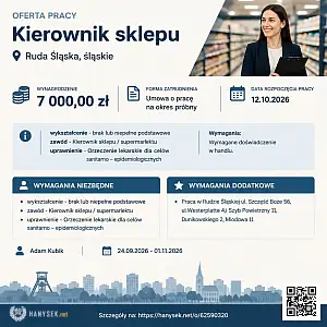 [ePraca] Kierownik sklepu - HANYSEK.NET