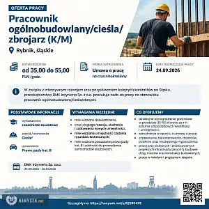 [ePraca] Pracownik ogólnobudowlany/cieśla/zbrojarz (K/M) - HANYSEK.NET
