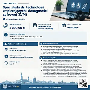 [ePraca] Specjalista ds. technologii wspierających i dostępności cyfrowej (K/M) - WARSZAWIAK.EU