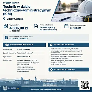 [ePraca] Technik w dziale techniczno-administracyjnym (K,M) - HANYSEK.NET