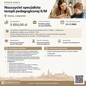 [ePraca] Nauczyciel specjalista terapii pedagogicznej K/M - WARSZAWIAK.EU