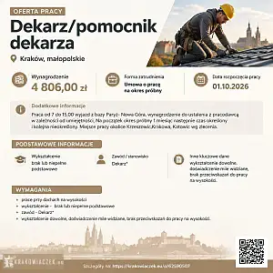 [ePraca] Dekarz/pomocnik dekarza - KRAKOWIACZEK.EU
