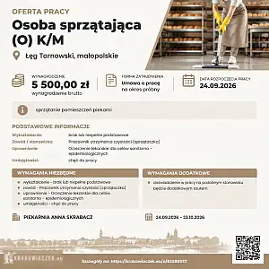 [ePraca] Osoba sprzątająca (O) K/M - KRAKOWIACZEK.EU