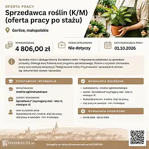 [ePraca] Sprzedawca roślin (K/M) (oferta pracy po stażu) - DEALLO.PL