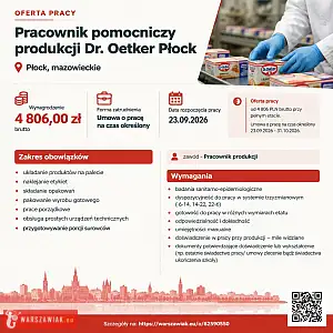 [ePraca] pracownik pomocniczy produkcji Dr. Oetker Płock - WARSZAWIAK.EU