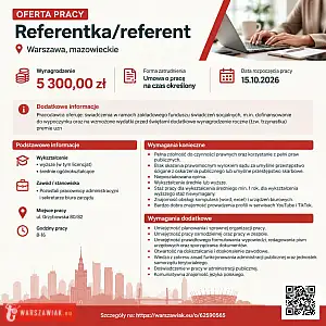 [ePraca] Referentka/referent - WARSZAWIAK.EU