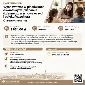 [ePraca] Wychowawca w placówkach oświatowych , wsparcia  dziennego, wychowawczych i opiekuńczych ora - WARSZAWIAK.EU