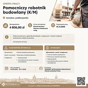 [ePraca] Pomocniczy robotnik budowlany (K/M) - WARSZAWIAK.EU