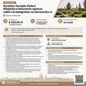 [ePraca] Dyrektor Zarządu Zieleni Miejskiej w Rzeszowie ogłasza nabór na zastępstwo na stanowisko ur - WARSZAWIAK.EU