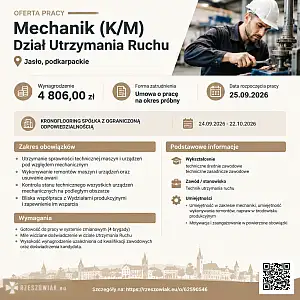 [ePraca] Mechanik (K/M) Dział Utrzymania Ruchu - WARSZAWIAK.EU