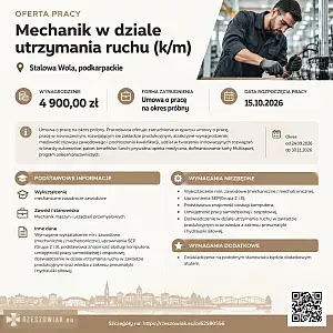 [ePraca] Mechanik w dziale utrzymania ruchu (k/m) - WARSZAWIAK.EU