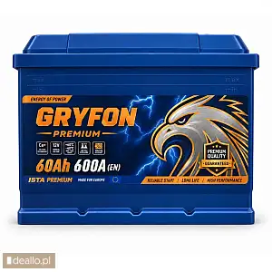 Akumulator Gryfon Premium 60Ah 600A Legnica - DEALLO.PL
