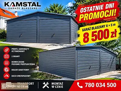 Garaż Blaszany 6x5 antracytowy 1szt W okazyjnej Cenie dostępna - DEALLO.PL