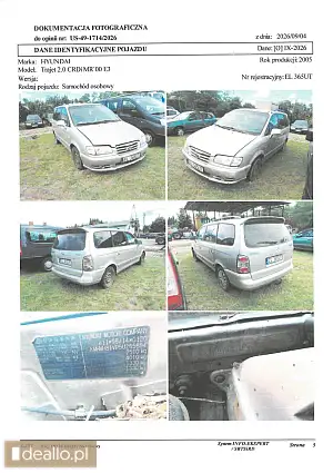 [eLicytacje] I licytacja - samochód osobowy Hyundai Trajet 2.0 CRDI MR'00 E3, rok prod. 2005 - RZESZOWIAK.EU
