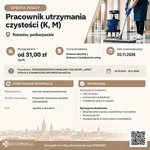 [ePraca] Pracownik utrzymania czystości (K, M) - RZESZOWIAK.EU