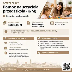 [ePraca] pomoc nauczyciela przedszkola (K/M) - KRAKOWIACZEK.EU