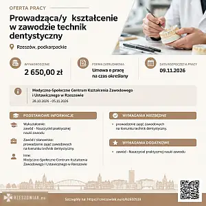 [ePraca] prowadząca/y  kształcenie w zawodzie technik dentystyczny - RZESZOWIAK.EU